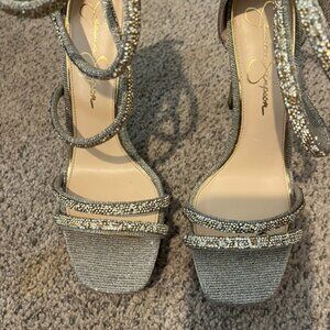 NWOB Jessica Simpson Gold/silver Platform Heels SZ 8.5M